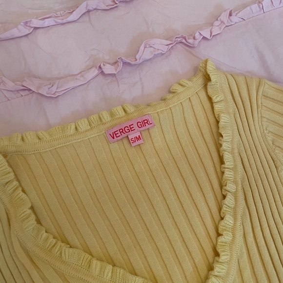 Verge Girl Yellow Ruffle Crop Top - Picture 2 of 4